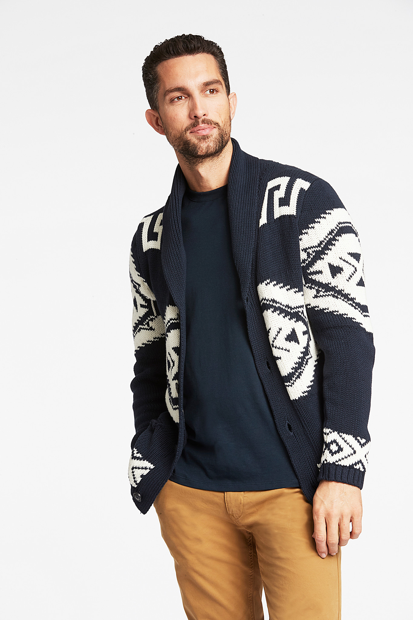Shawl Collar Intarsia Cardigan Style: 30-827014US - LINDBERGH