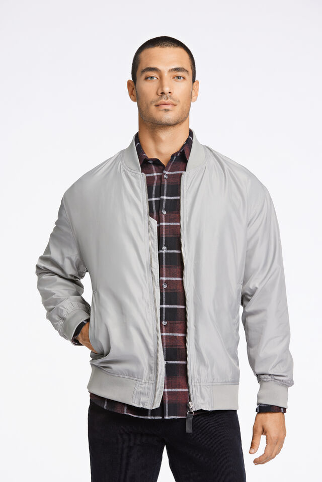 Buy Mens Grey Bomber Jacket From Lindbergh LINDBERGH