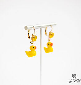 THE SPARKLED SHELL SY YELLOW DUCK DROP EARRINGS