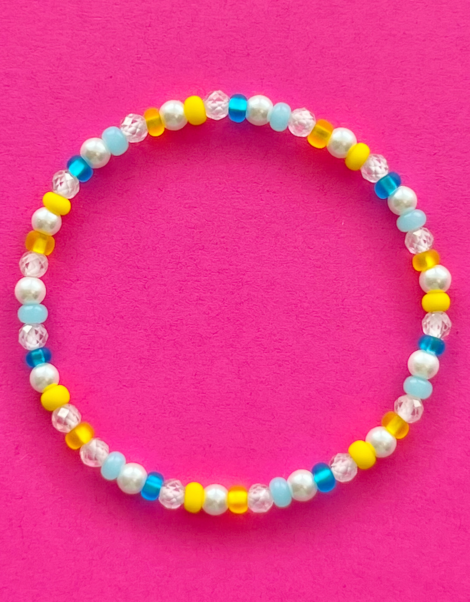 Say Like Yay DUCKIE ALL BEAD WHITE CRYSTAL AND PEARLBRACELET