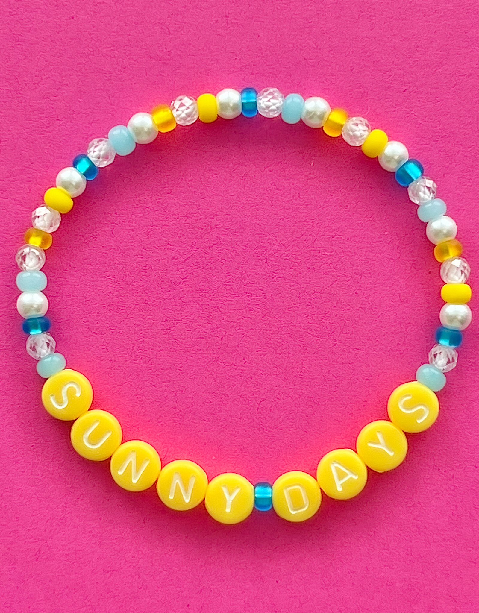 Say Like Yay DUCKIE ALL BEAD WHITE CRYSTAL AND PEARLBRACELET