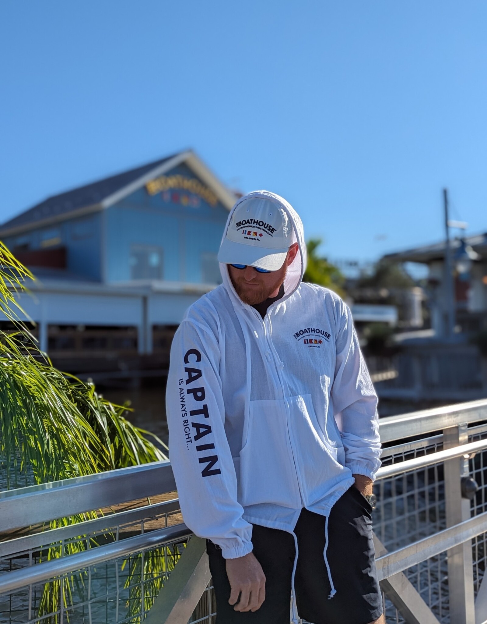 COTTONSEED WHITE LONG SLEEVE FULL ZIP HOODIE CAPTAIN ON SLEEVE