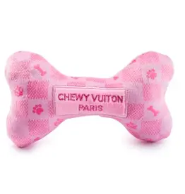 HAUTE DIGGITY DOG HD PINK CHECKER CHEWY VUITON BONE LARGE