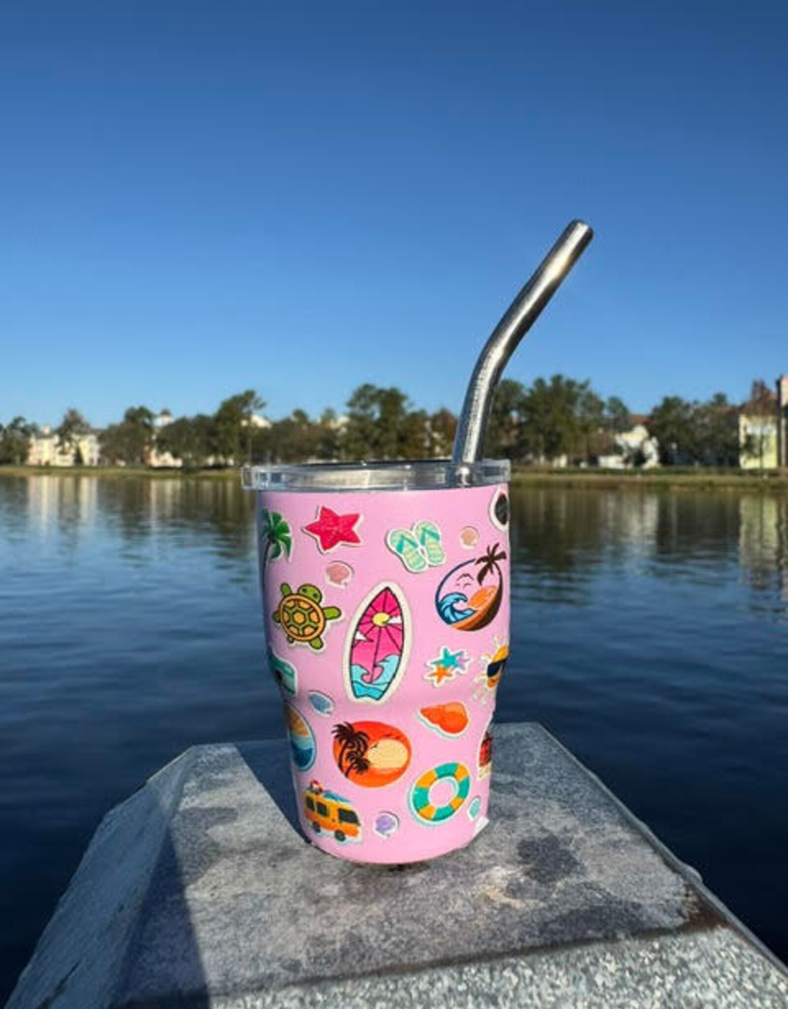 SIESTA DRINKWARE SD BEACH STICKER MINI'S W/LIDS