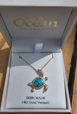 FLAIRCRAFT LIMITED TURTLE NECKLACE TURQ 14KT GOLD