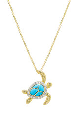 FLAIRCRAFT LIMITED TURTLE NECKLACE TURQ 14KT GOLD
