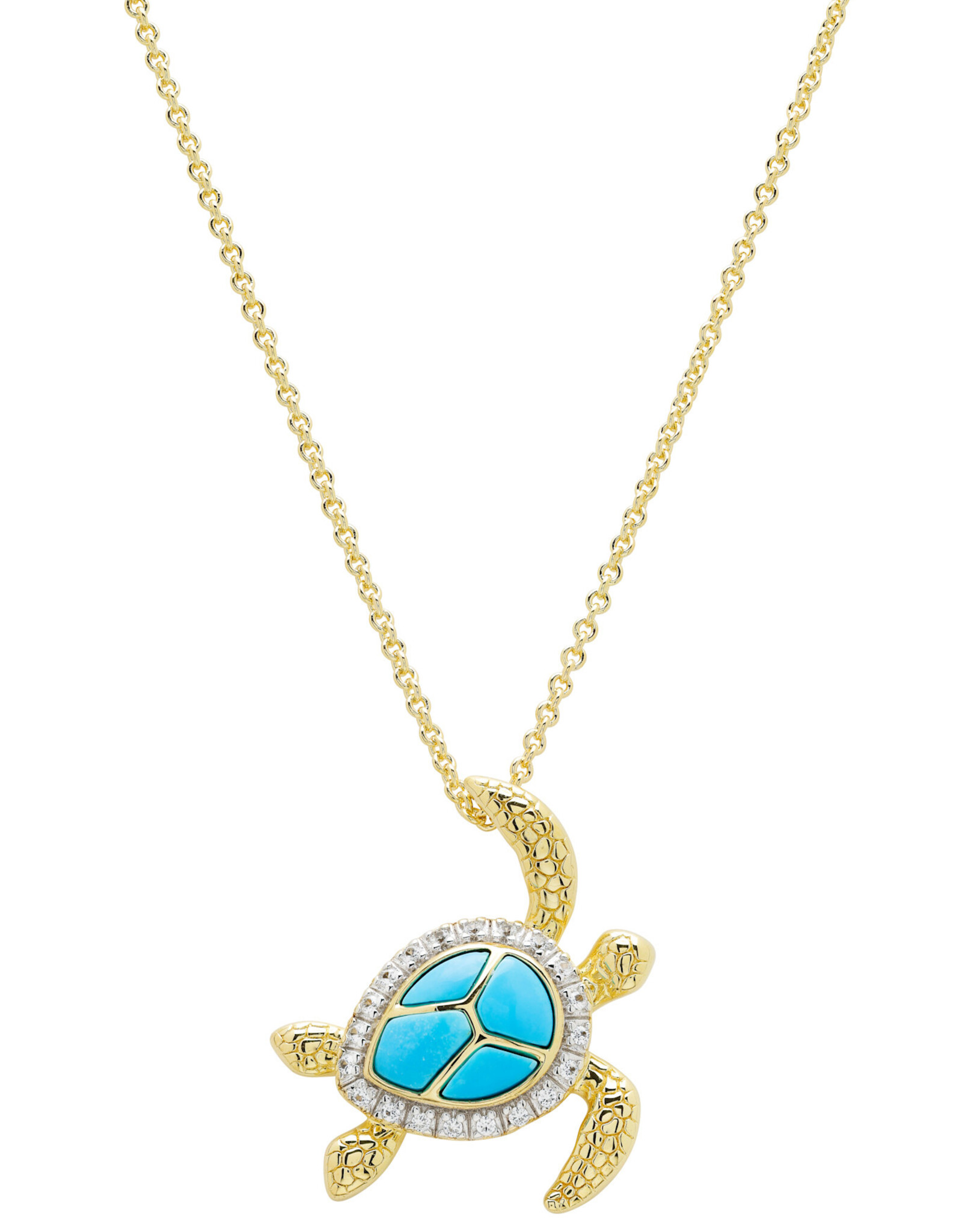 FLAIRCRAFT LIMITED TURTLE NECKLACE TURQ 14KT GOLD