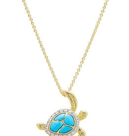 FLAIRCRAFT LIMITED TURTLE NECKLACE TURQ 14KT GOLD