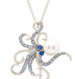 FLAIRCRAFT LIMITED OCTOPUS PEARL/CRYSTAL NECKLACE STERLING