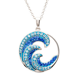 FLAIRCRAFT LIMITED WAVE NECKLACE AQUA STERLING SILVER