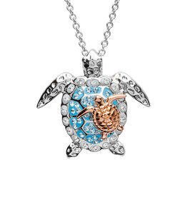 FLAIRCRAFT LIMITED TURTLE AND BABY NECKLACE SILVER