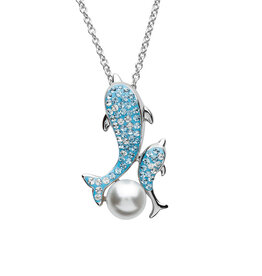 FLAIRCRAFT LIMITED DOLPHIN PEARL NECKLACE STERLING SILVER