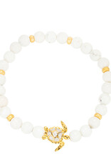 FLAIRCRAFT LIMITED TURTLE STRETCH BRACELET WHITE AGATE 14KT GOLD