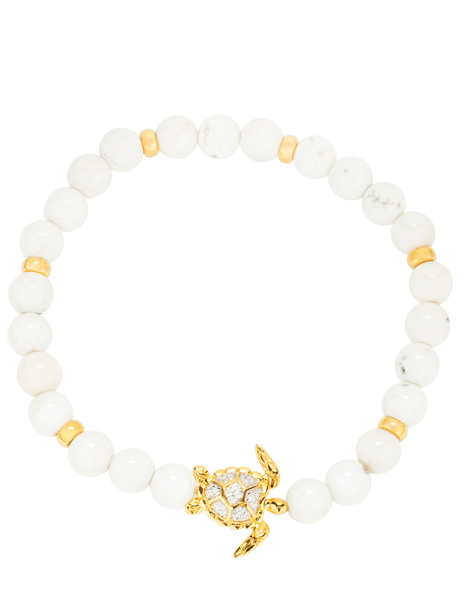 FLAIRCRAFT LIMITED TURTLE STRETCH BRACELET WHITE AGATE 14KT GOLD