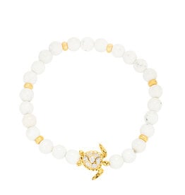 FLAIRCRAFT LIMITED TURTLE STRETCH BRACELET WHITE AGATE 14KT GOLD