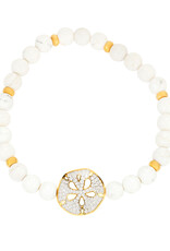 FLAIRCRAFT LIMITED SAND DOLLAR BRACELET WHITE AGATE 14KT GOLD
