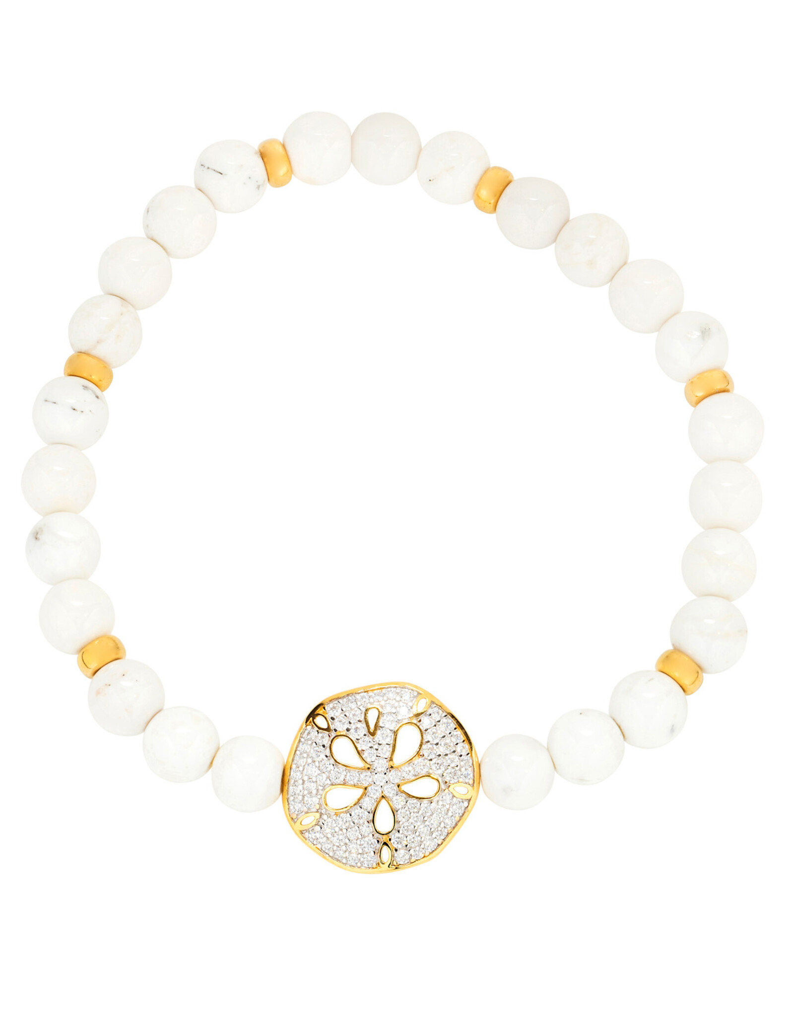FLAIRCRAFT LIMITED SAND DOLLAR BRACELET WHITE AGATE 14KT GOLD