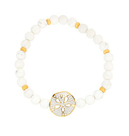 FLAIRCRAFT LIMITED SAND DOLLAR BRACELET WHITE AGATE 14KT GOLD