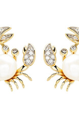 FLAIRCRAFT LIMITED PEARL CRAB STUD EARRINGS 14KT GOLD