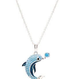 FLAIRCRAFT LIMITED DOLPHIN SAPPHIRE ENAMEL NECKLACE
