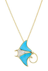 FLAIRCRAFT LIMITED STING RAY NECKLACE TURQ 14KT GOLD