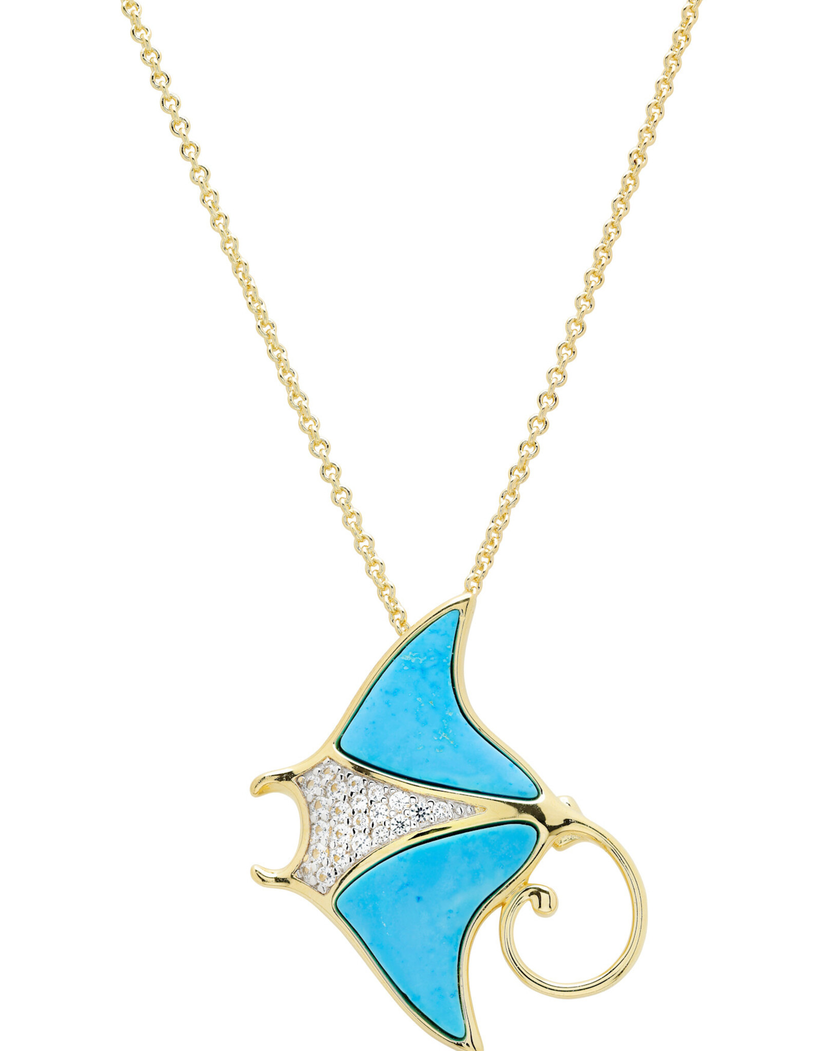 FLAIRCRAFT LIMITED STING RAY NECKLACE TURQ 14KT GOLD
