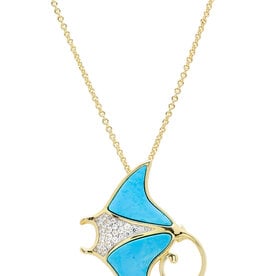 FLAIRCRAFT LIMITED STING RAY NECKLACE TURQ 14KT GOLD