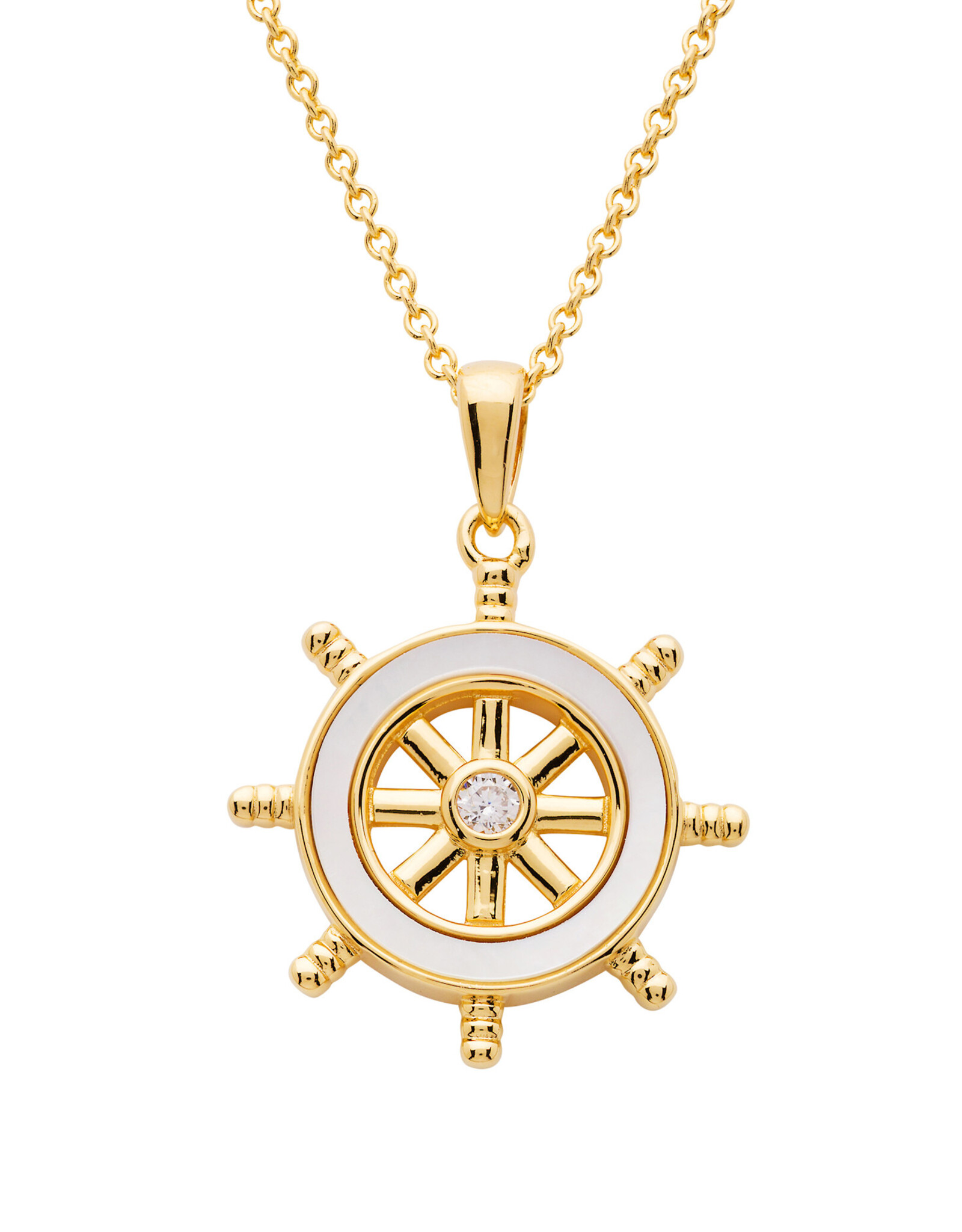 FLAIRCRAFT LIMITED SHIPS WHEEL NECKLACE 14KT GOLD