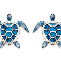 FLAIRCRAFT LIMITED BLUE ENAMEL TURTLE EARRINGS