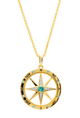FLAIRCRAFT LIMITED LIGHT BLUE COMPASS NECKLACE 14KT GOLD