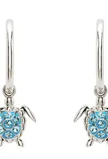 FLAIRCRAFT LIMITED TURTLE EARRINGS AQUA CRYSTAL