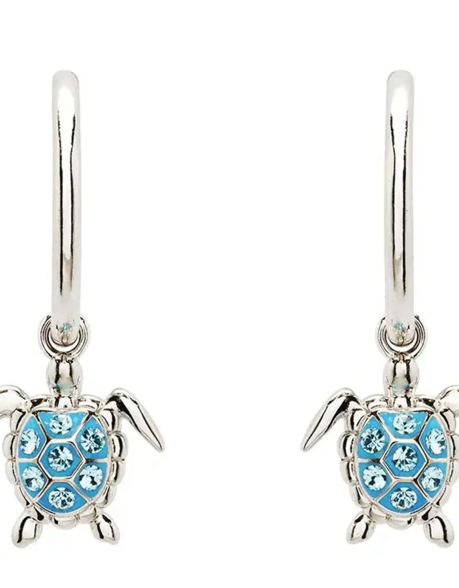 FLAIRCRAFT LIMITED TURTLE EARRINGS AQUA CRYSTAL