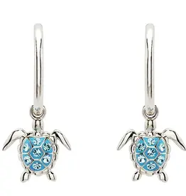 FLAIRCRAFT LIMITED TURTLE EARRINGS AQUA CRYSTAL