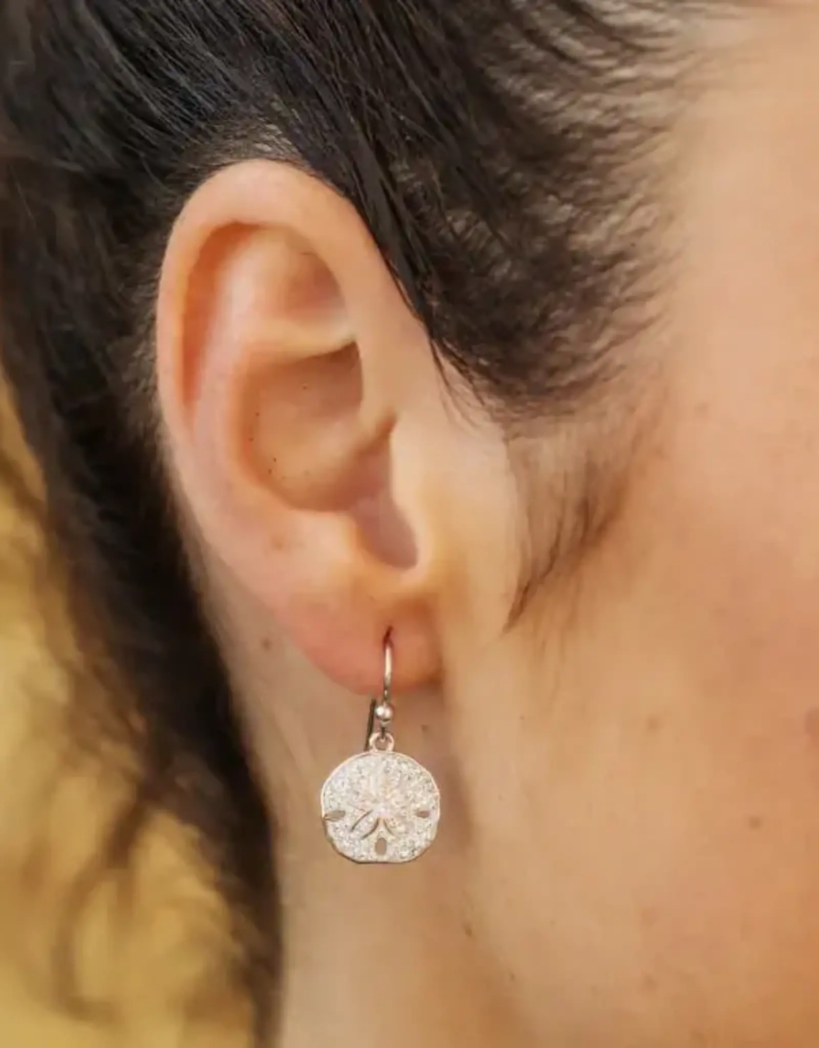 FLAIRCRAFT LIMITED SAND DOLLAR DROP EARRINGS SILVER