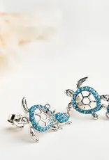FLAIRCRAFT LIMITED TURTLE EARRINGS AQUA STERLING SILVER