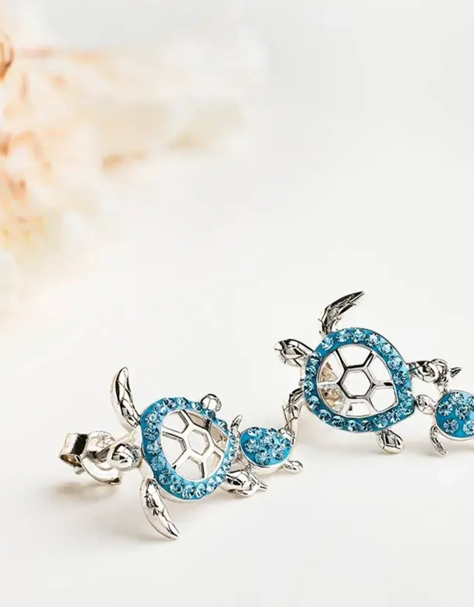 FLAIRCRAFT LIMITED TURTLE EARRINGS AQUA STERLING SILVER