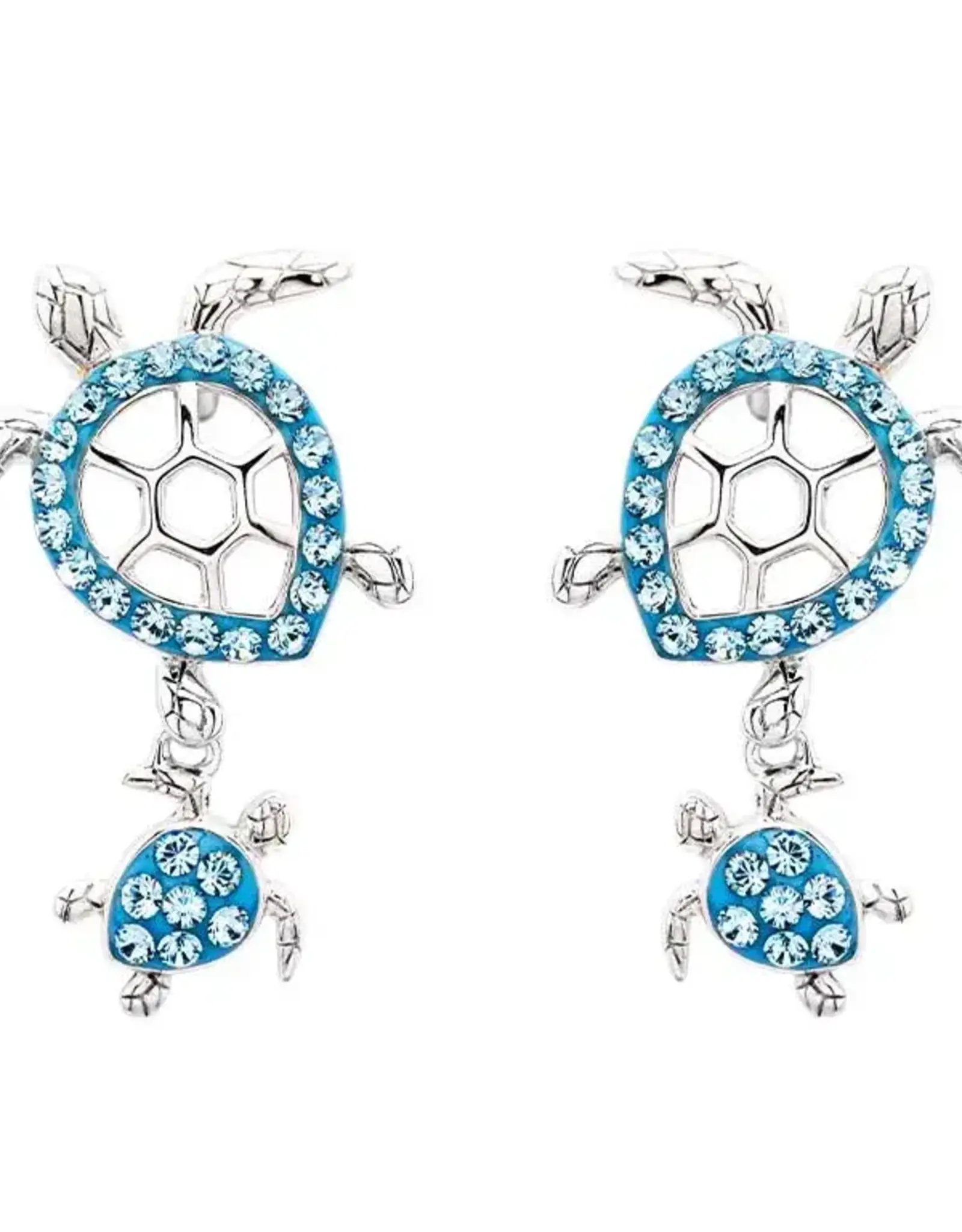 FLAIRCRAFT LIMITED TURTLE EARRINGS AQUA STERLING SILVER