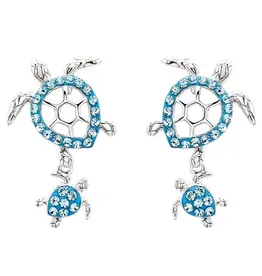 FLAIRCRAFT LIMITED TURTLE EARRINGS AQUA STERLING SILVER