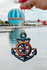 BUCKET WONDERS ANCHOR AND SHIP WHEEL WOOD ORNAMENT