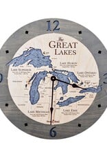 SEA & SOUL GREAT LAKES DRIFT WOOD DEEP WATER BLUE CLOCK 16"