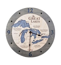 SEA & SOUL GREAT LAKES DRIFT WOOD DEEP WATER BLUE CLOCK 16"