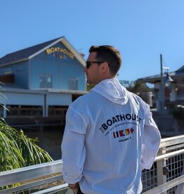 COTTONSEED WHITE LONG SLEEVE FULL ZIP HOODIE CAPTAIN ON SLEEVE