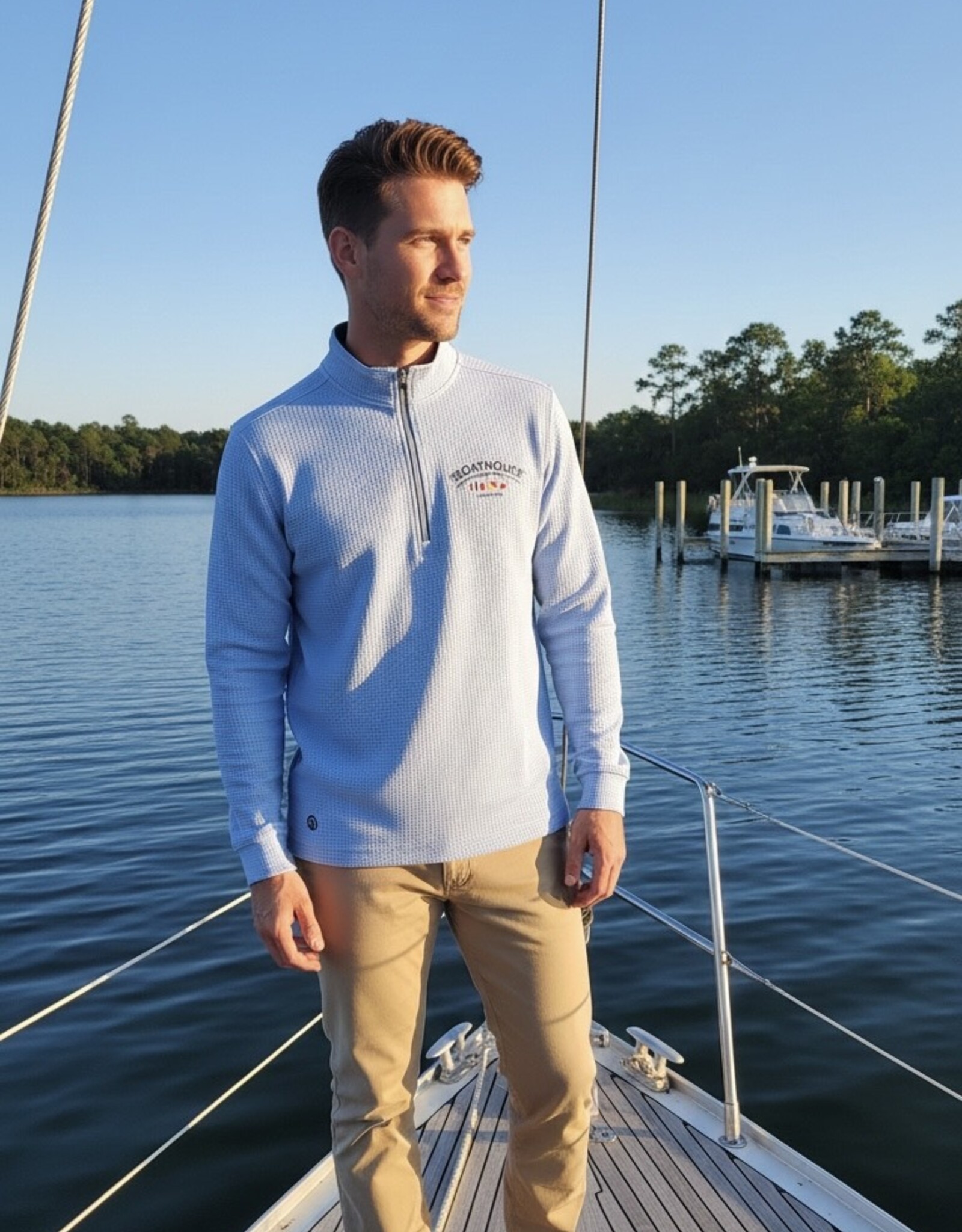 STRAIGHT DOWN OPTIC 1/4 ZIP WAFFLE JACKET