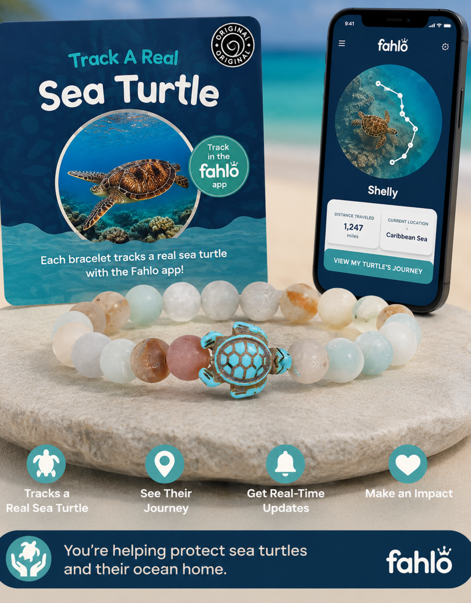 FAHLO FA JOURNEY TURTLE BRACELET  SKY STONE