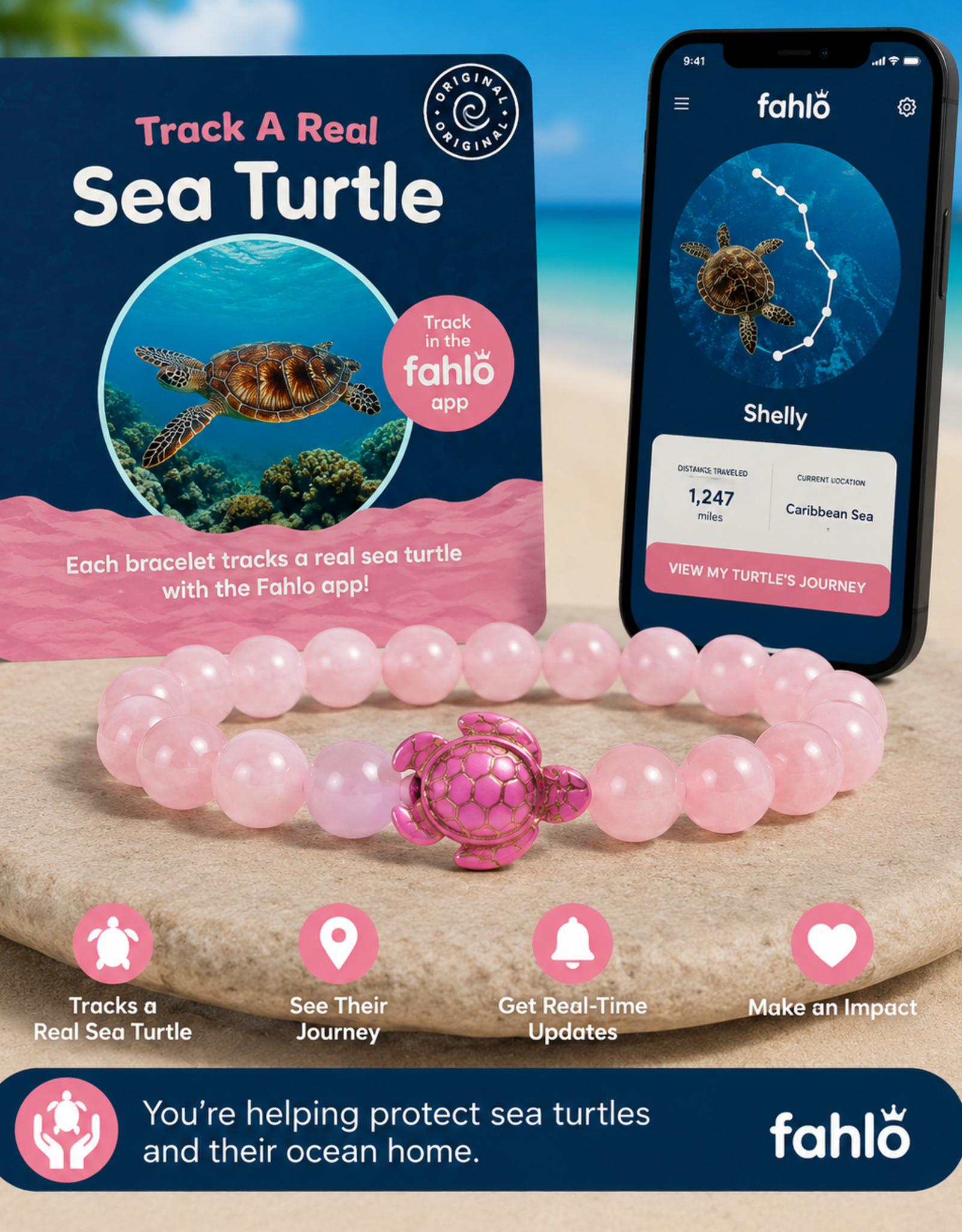 FAHLO FA JOURNEY TURTLE  BRACELET  PINK