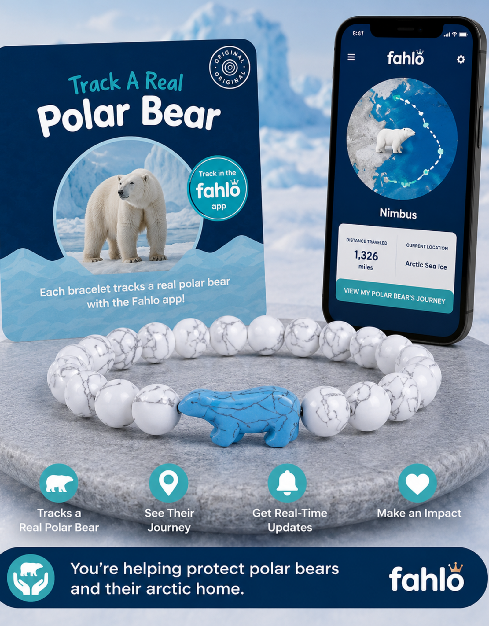 FAHLO FA THE VENTURE POLAR BEAR  BRACELET  ARCTIC WHITE