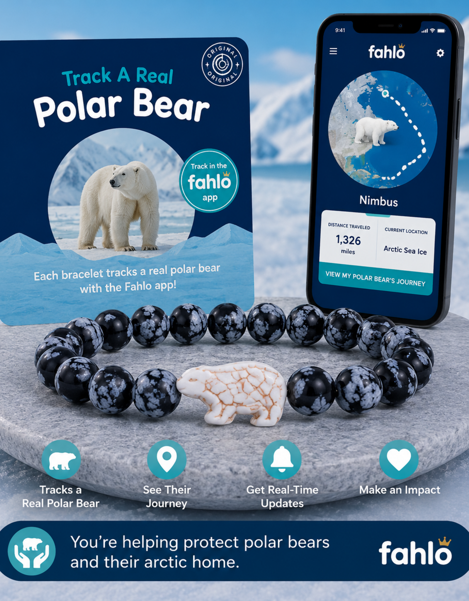 FAHLO FA THE VENTURE POLAR BEAR BRACELET  PAPILLAE STONE