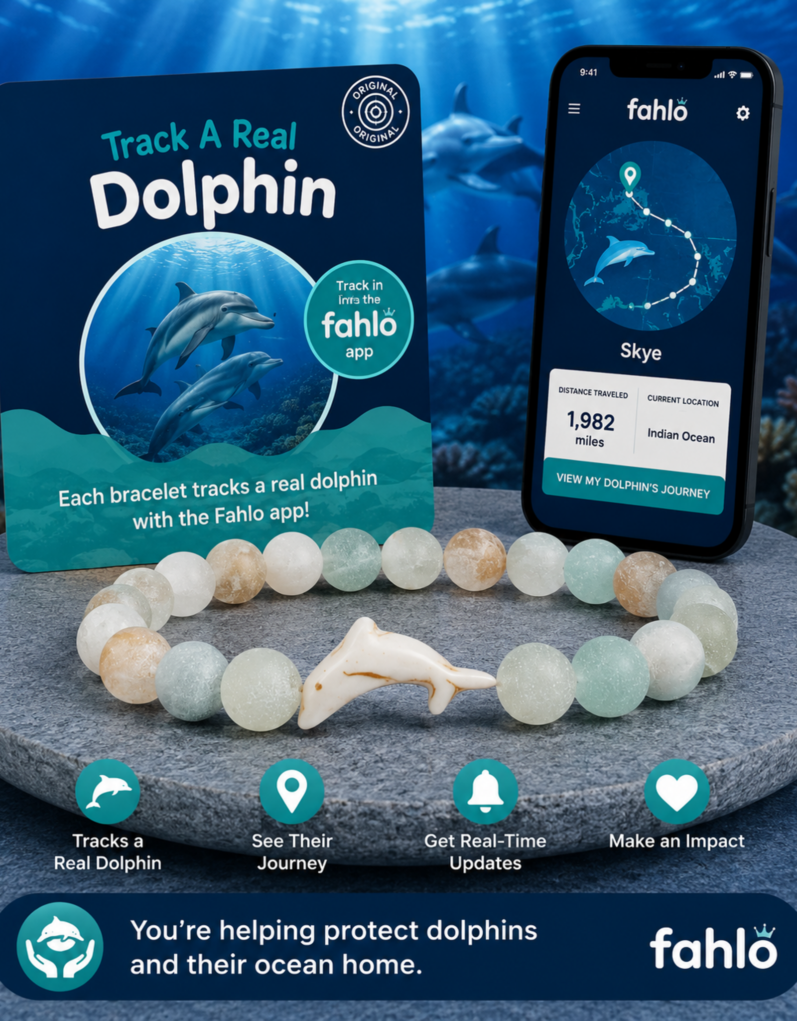 FAHLO FA ODYSSEY DOLPHIN BRACELET SKY STONE