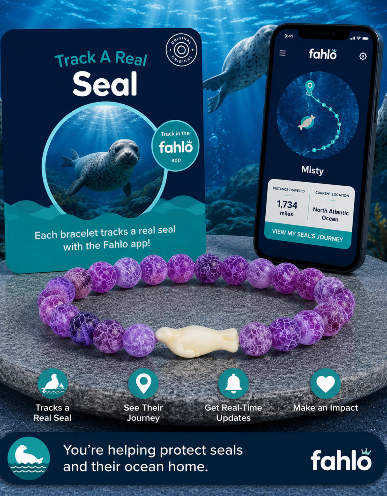 FAHLO FA ODYSSEY DOLPHIN BRACELET CORAL REEF VIOLET