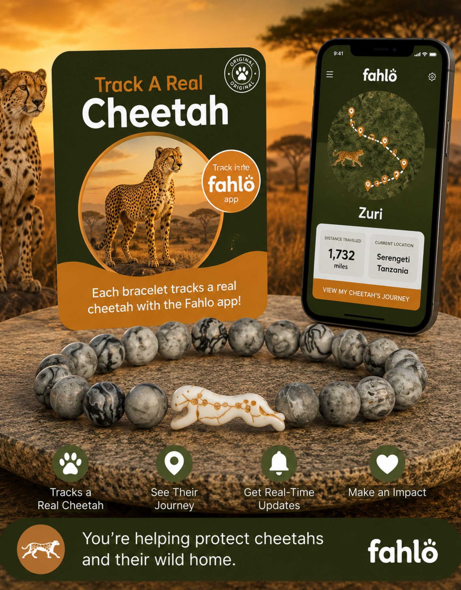 FAHLO FA SPRINT CHEETAH  BRACELET   CLOUDBURST